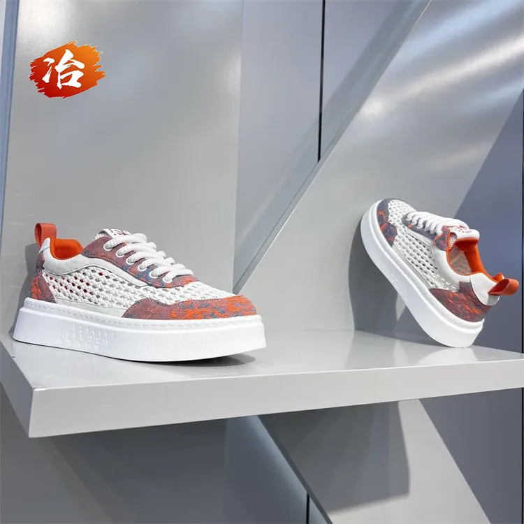 小冶家男鞋2025夏季编织镂空网面透气板鞋国潮刺绣印花潮流休闲鞋