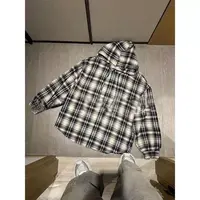 【米果妈】成人女士新款秋季连帽百搭格子衬衫亲子B4855