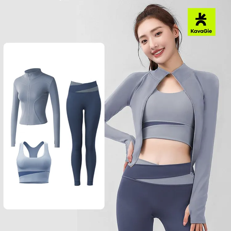Kava Gie运动套装女瑜伽健身运动健身服瑜伽服上衣跑步运动服套装