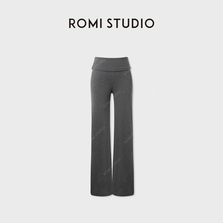 ROMI STUDIO“轻盈高弹”舒适翻腰设计秋冬微喇打底裤 RWCAX66492