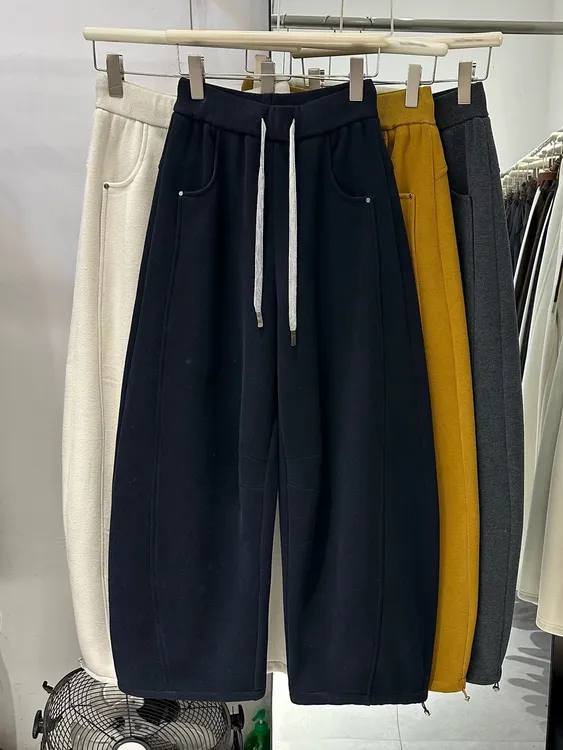 【冬款加绒加厚】2025冬款加绒松紧腰休闲裤秋冬百搭阔腿弯刀裤女