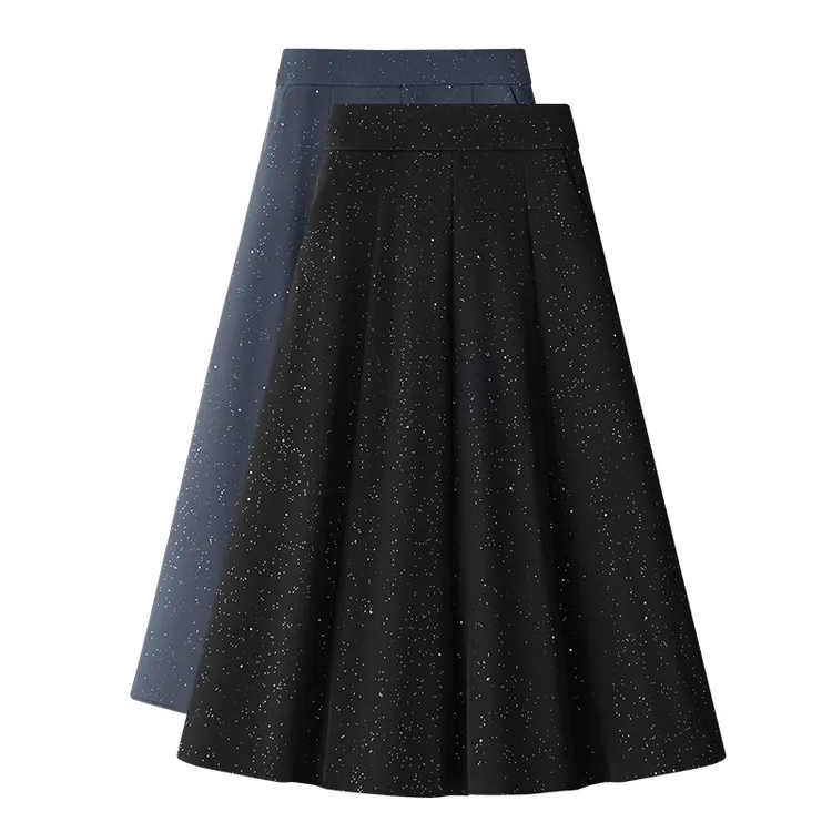 高腰西装半身裙a字2025新款春夏女士黑色亮片中长款显瘦洋气裙子
