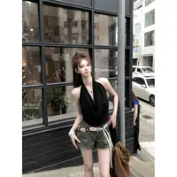 XIAOXIN【性感露背】美式高街不规则扭绳挂脖背心LWJ25B2T1435