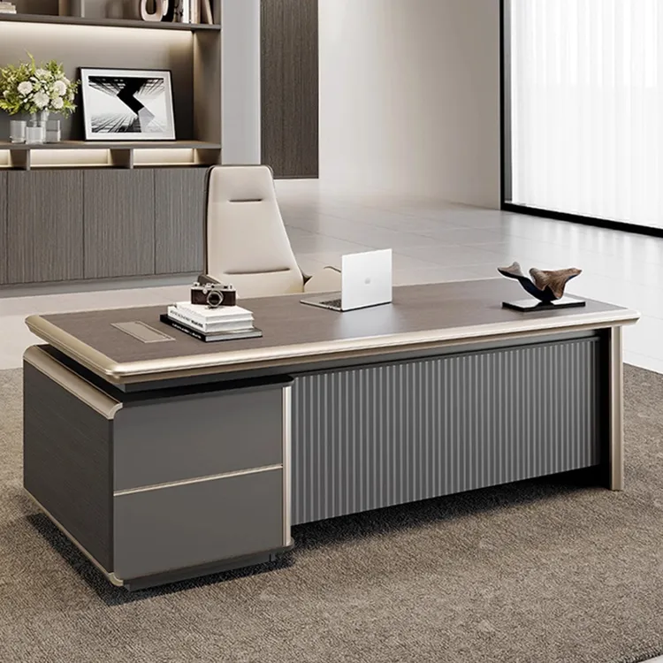 华祖轻奢老板桌办公桌椅组合简约现代总裁小班台主管经理办公室桌