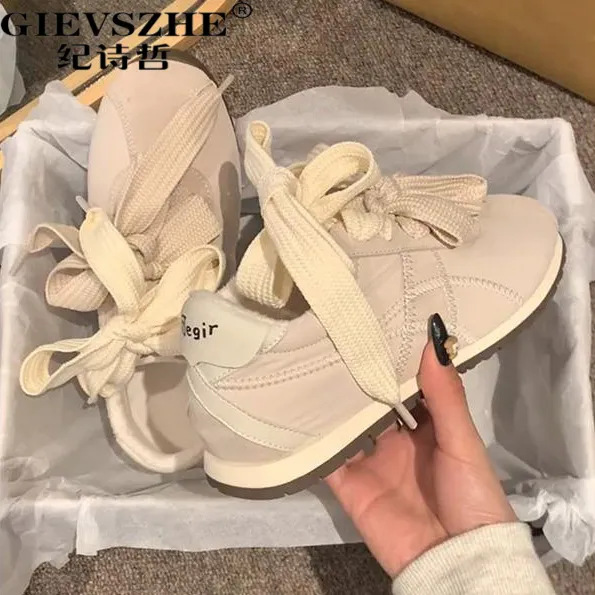 纪诗哲真皮芭蕾风德训鞋女2025秋季新款百搭板鞋休闲运动阿甘鞋女