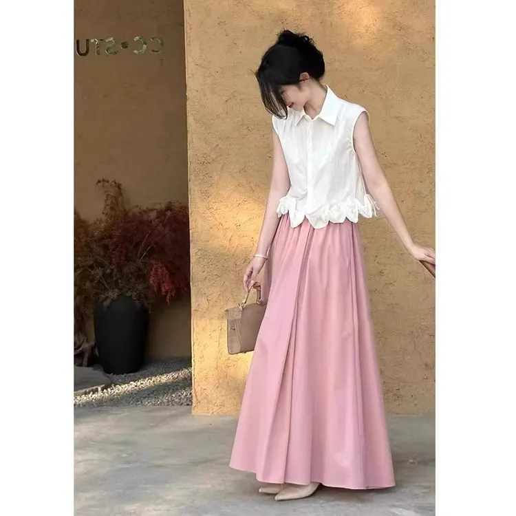 老钱风松弛感女装贵气K今年流行气质套装裙女夏季新款甜美无袖衬