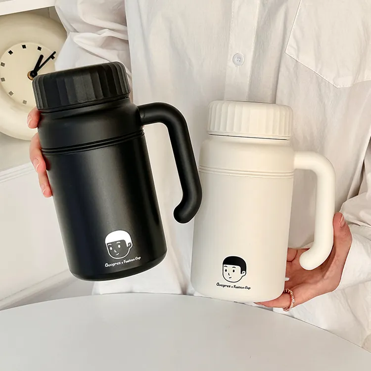 绚青大容量高颜值保温杯男款女生水杯学生泡茶水杯子情侣杯带把手