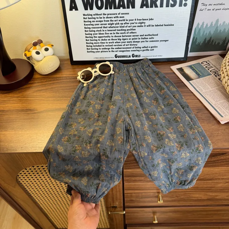 2025夏季防蚊裤新款灯笼裤男女童碎花满印休闲裤