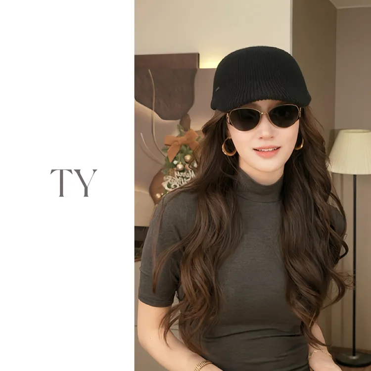 太一 “简约复古”羊毛针织鸭舌帽女纯色百搭时尚休闲