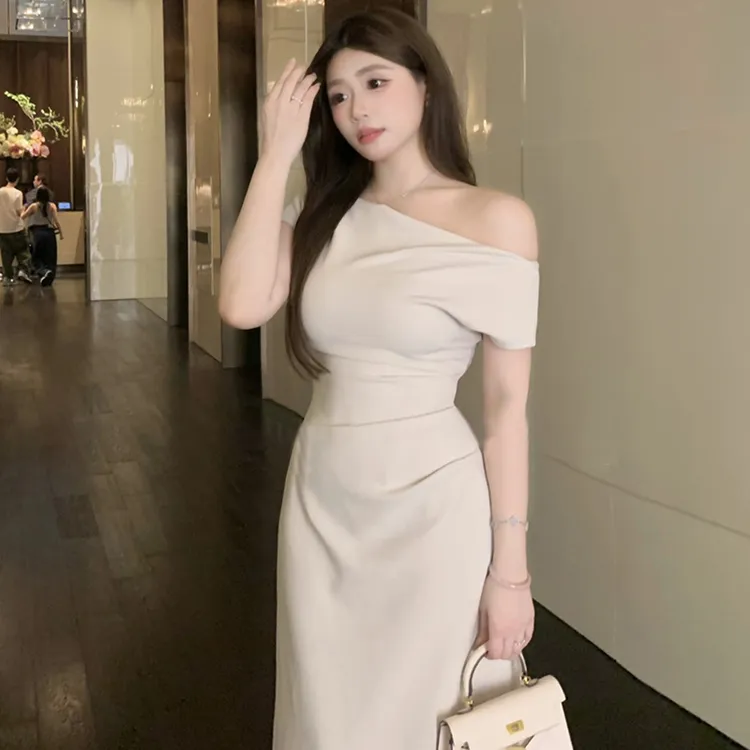 [HANAN]正品臀连衣裙子女夏季2024年新款小个子收腰显瘦气质长裙