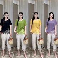 【上新现货上衣】PDM22224夏季新款显瘦蕾丝拼接大码女装设计感洋