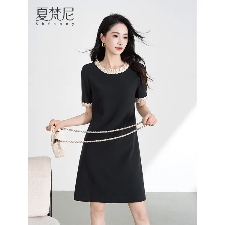 夏梵尼巴黎之夜夏季新款小香赫本风气质连衣裙小个子显瘦爆款裙子