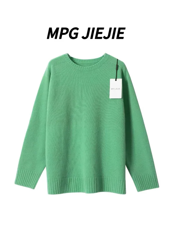 MPG JIEJIE【小森林】大码绵羊毛早秋亮色针织毛衣