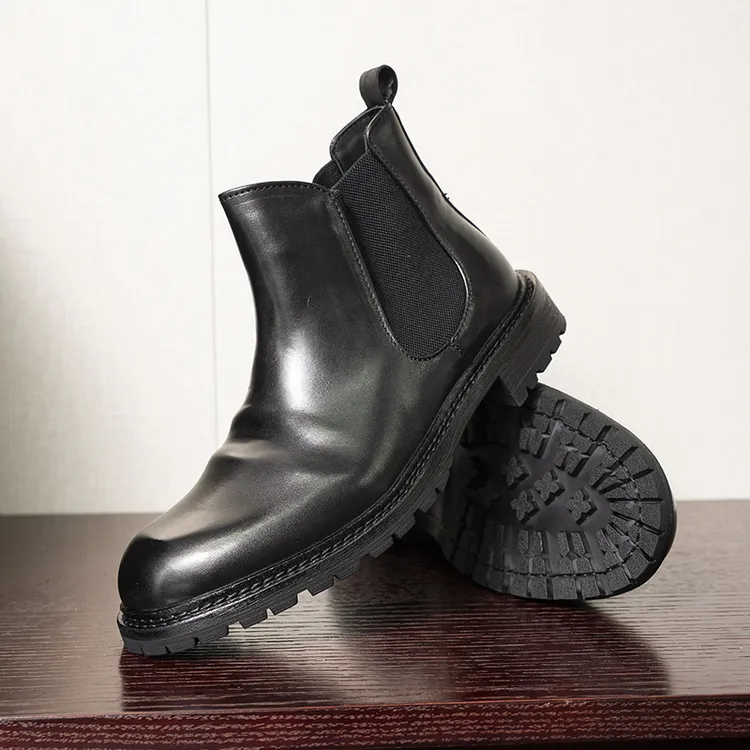 秋冬新款水洗马皮切尔西靴高档轻奢真皮男士靴子手工商务休闲短靴