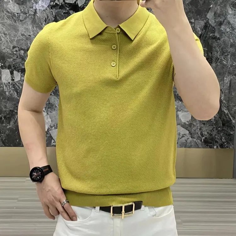 短袖针织男毛衣伊力特POLO衫针织2024新款春秋季性纯色简约翻领潮