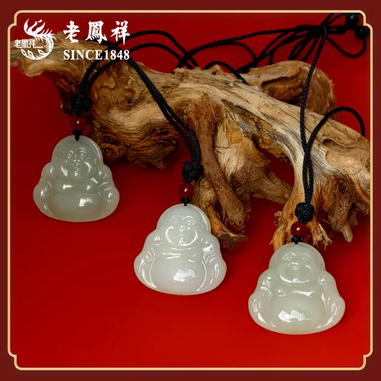 老鳯祥和田玉佛公套链项链佛公生日礼物送妈妈送女友多样性发货