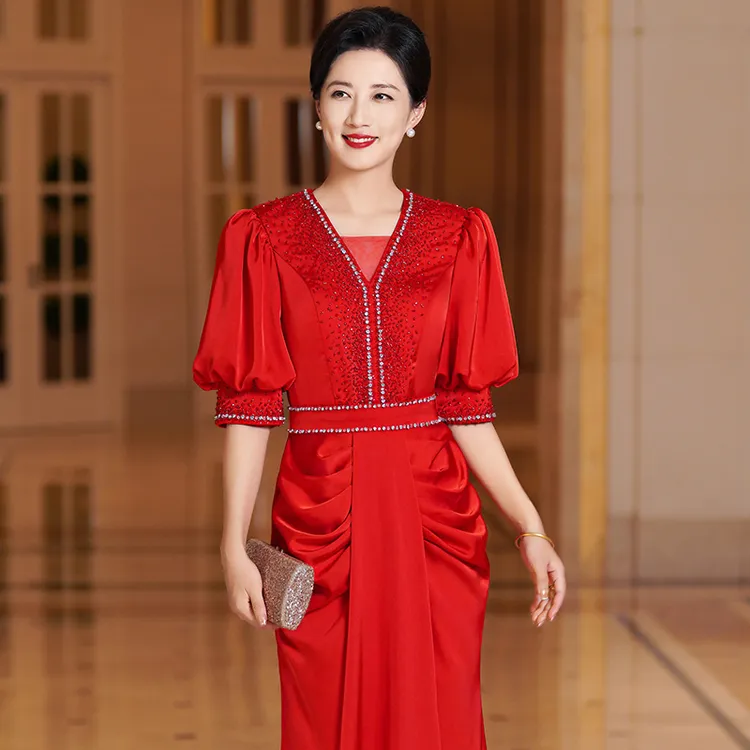 5994高端年轻喜妈妈喜婆婆婚宴礼服高级轻奢演出聚会主持敬酒礼服