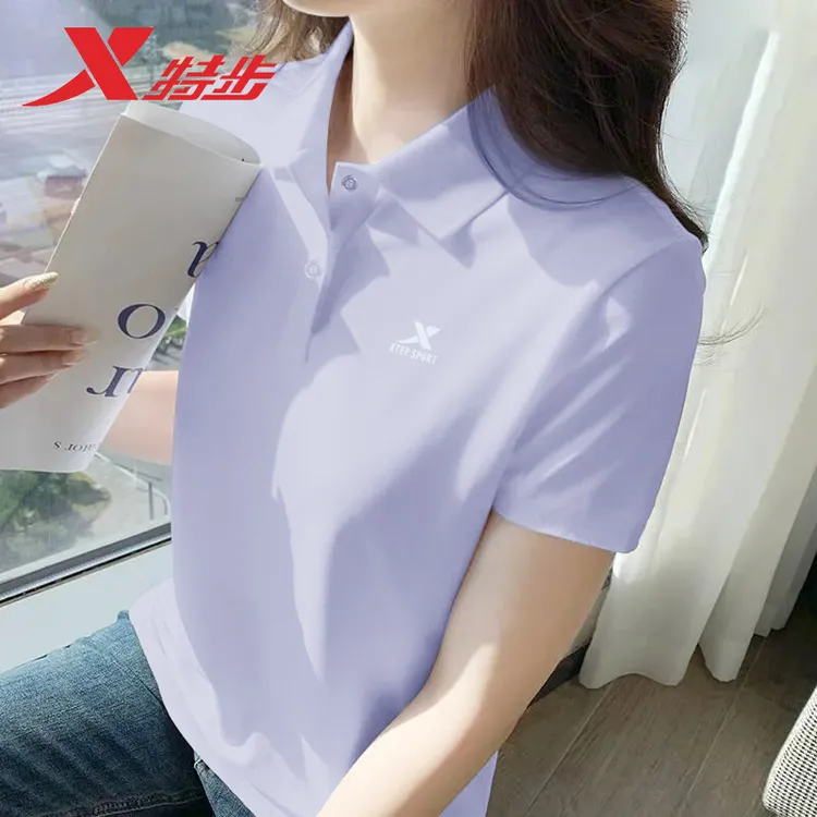 特步短袖女装POLO衫夏季新款翻领高端polo衫女款正品休闲短袖T恤