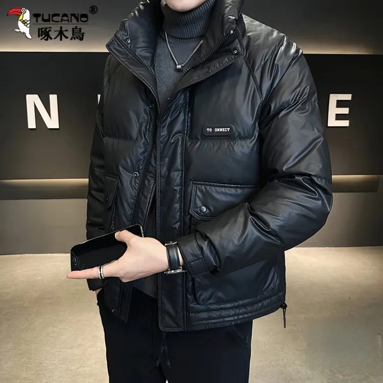 啄木鸟防寒服男款冬季新款男装潮牌保暖短款品牌冬装加厚立领外套