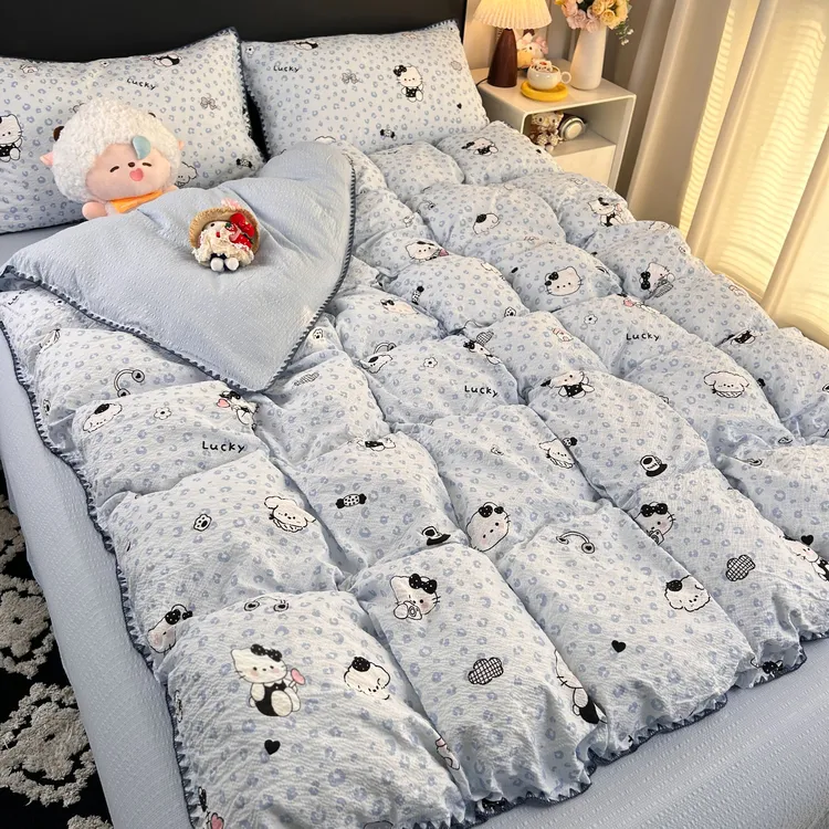 豹纹猫咪泡芙双层纱被套单件150x200x230被罩宿舍床单床品四件套3商品图