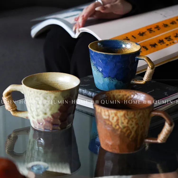 趣皿中古风马克杯创意陶瓷杯家用高级感下午茶杯咖啡杯早餐喝水杯