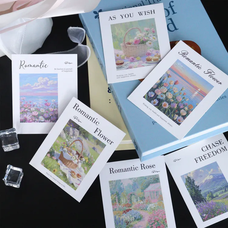油画风系列卡片ins风花店鲜花贺卡日常创意通用祝福留言卡片