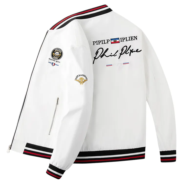 百搭白色刺绣棒球服飞行员夹克潮流秋冬外套长袖情侣时尚休闲刺绣