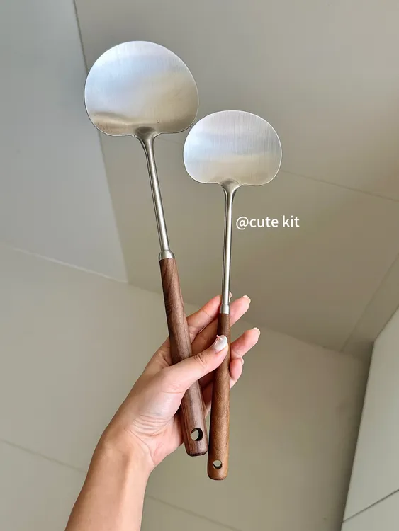 304不锈钢胡桃木蘑菇铲炒菜铲木柄家用翻炒锅铲厨房餐具