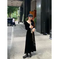 切糕自制【尽显优雅】小个子女秋流光风百搭老钱气质长款丝绒连衣裙