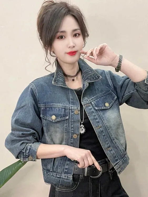 复古时尚牛仔短款外套女2025春季新款爆款休闲宽松夹克小个子上衣
