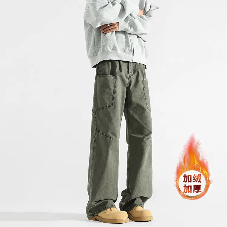 【 阿k不KO】LIGGICC美式复古军绿色直筒工装裤男生多口袋设计感百搭休闲长裤