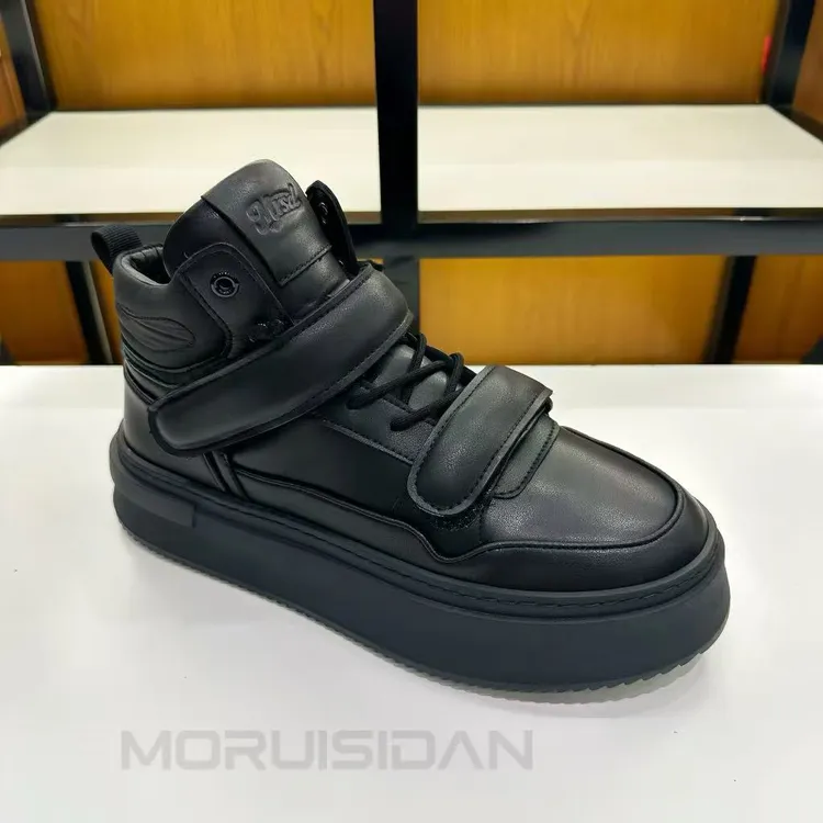 冬季新款棉鞋男士厚底增高时尚休闲潮流小众魔术贴轻奢广州男鞋