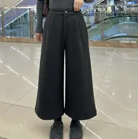 加厚小个子秋冬新款绵极简松弛风毛呢八分显瘦阔腿裤
