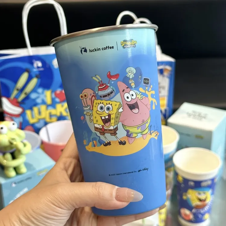 瑞幸联名海绵宝宝变色杯冷变杯可爱水杯咖啡杯派大星杯子闺蜜礼物
