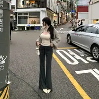 Liuu嘻嘻阿韩版休闲风微喇叭裤女秋季绑绳气质百搭显腿长修身长裤