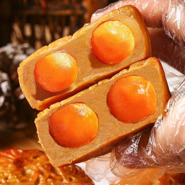 中秋节广式双蛋黄白莲蓉月饼散装传统老式手工特产批发送礼礼盒