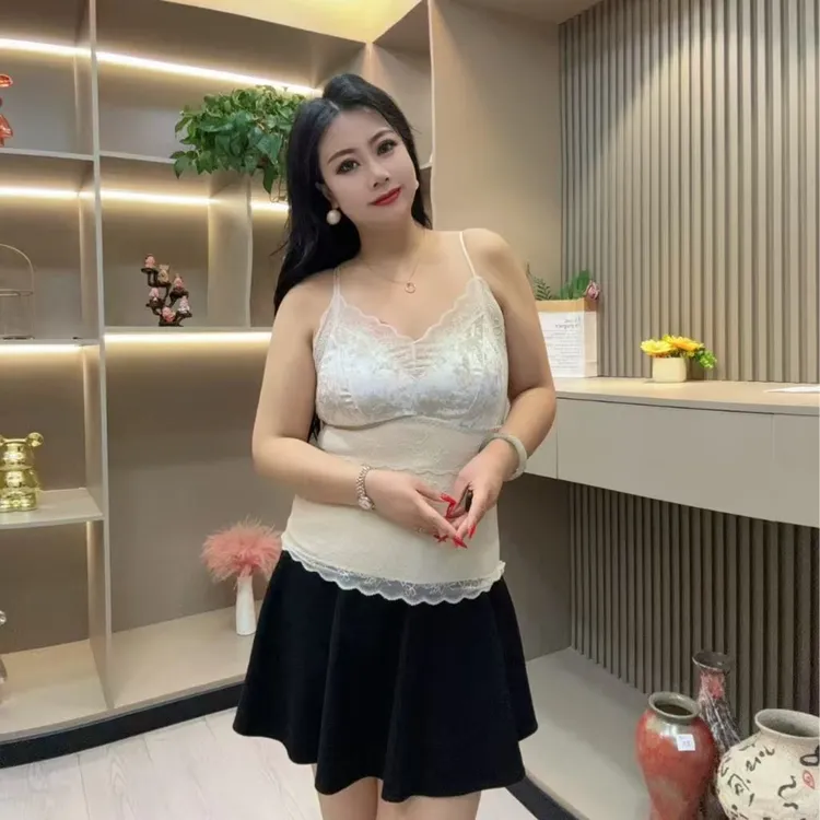 秋季美背-米 82441 时尚潮流舒适蕾丝印花一体杯胖MM大码女装新款