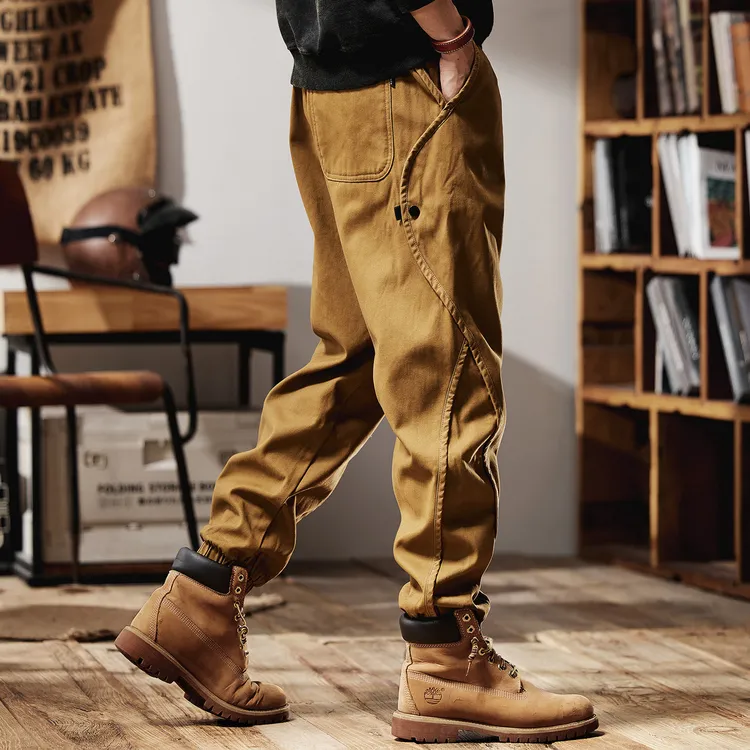 格蓝鹿高端潮牌工装裤男春秋新款宽松美式复古休闲裤男束脚哈伦裤