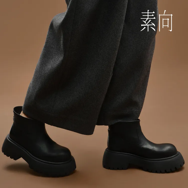 D2526通勤靴子女复古马丁靴街头风冬季圆头秋季短筒