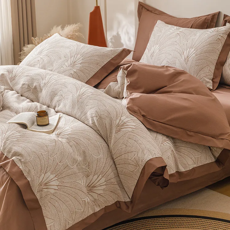 新款轻奢高级感宽边三层纱提花家用床上用品四件套学生宿舍三件套