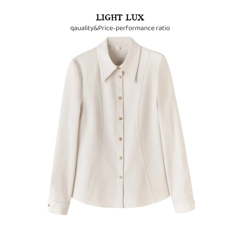 2025朗家撤柜高端轻奢秋冬羊羔绒长袖女衬衫气质款极简通勤百搭