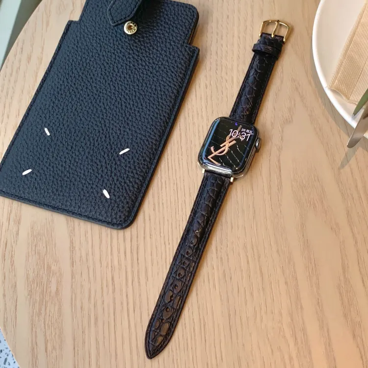 表带哥适用于iwatchs11鳄鱼皮表带applewatch9苹果手表真皮针扣带