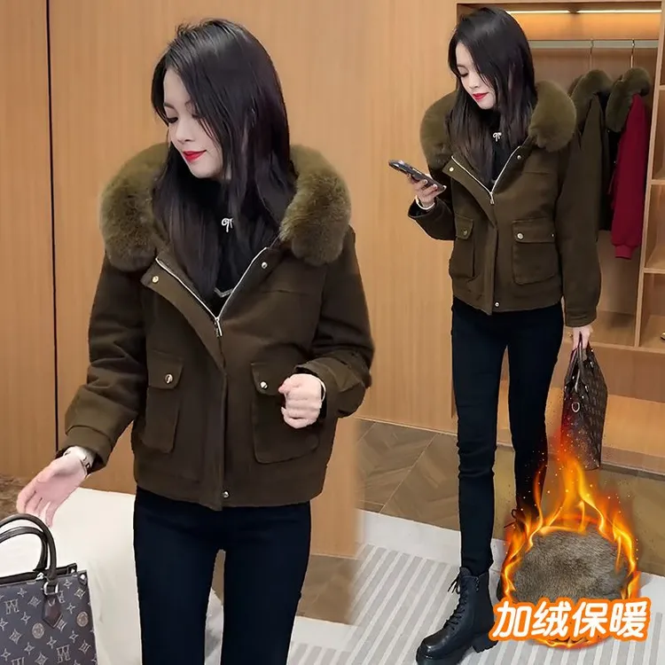 小个子减龄短款派克服外套女2025年新款棉衣棉服加绒加厚爆款冬装