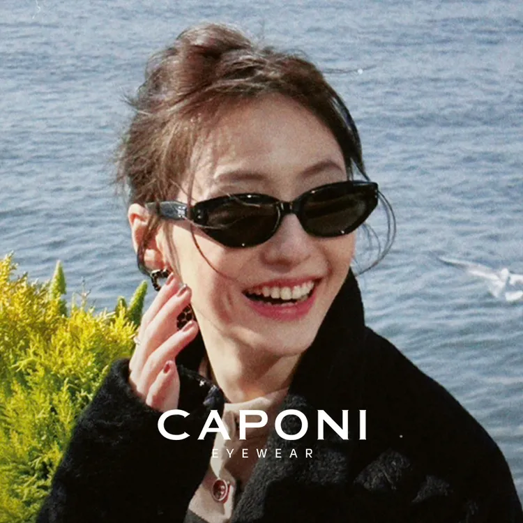 CAPONI猫眼窄框墨镜潮男女款2025年新款太阳镜偏光太阳眼镜ROCOCO