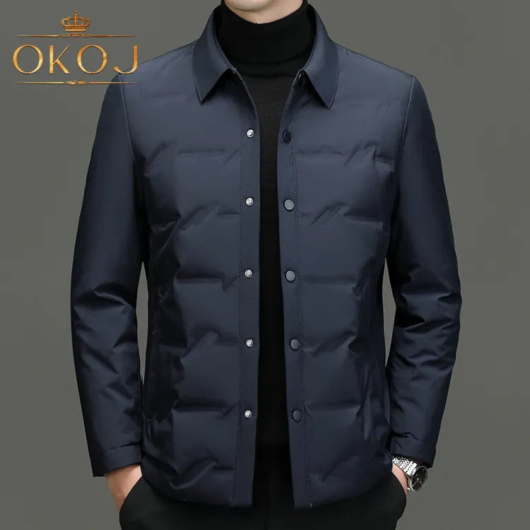 OKOJ羽绒服男商务休闲翻领轻薄防风保暖秋冬季新款羽绒夹克外套
