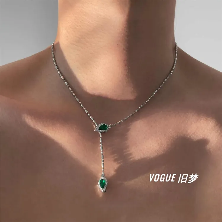 钛钢项链 小众灵蛇锁骨链颈链很闪蛇年款美式男款女ins活扣项链商品图