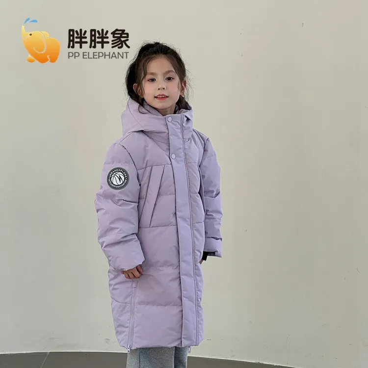 【胖胖象】2025冬季新款中大童长款过膝男女童防风保暖羽绒外套Q12