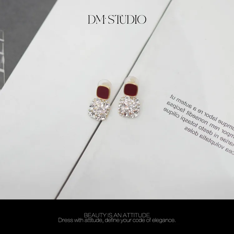 合金锆石耳饰 DEDM•STUDIO/轻奢精致感法式钉钻高级耳钉耳饰53106