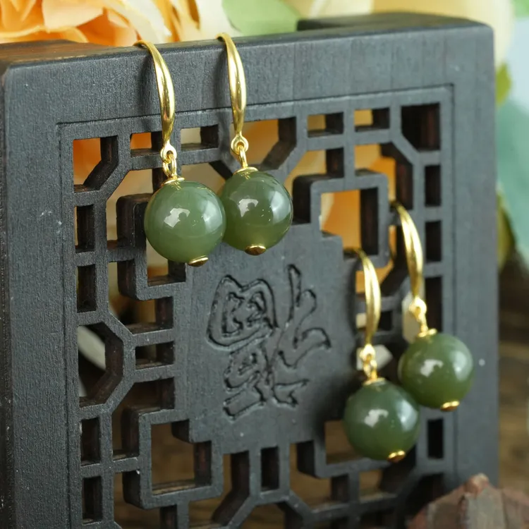 【小北严选】S925银和田玉耳钩约9.5mm+【多样性发一件】-BH10X962