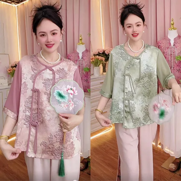 气质洋气中年妈妈中式国风2025新款轻奢夏季复古妈妈装夏季